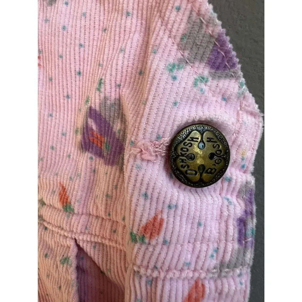 VTG 90s OshKosh Vestbak Corduroy Overall Dress Peter Cottontail Bunny Print 4T